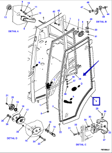 Стекло двери левое Komatsu (WB93R-5/WB93S-5/WB97R-5/WB97S-5) 42N-54-13430
