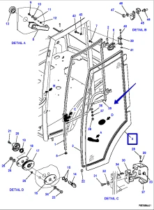Стекло двери левое Komatsu (WB93R-5/WB93S-5/WB97R-5/WB97S-5) 42N-54-13430